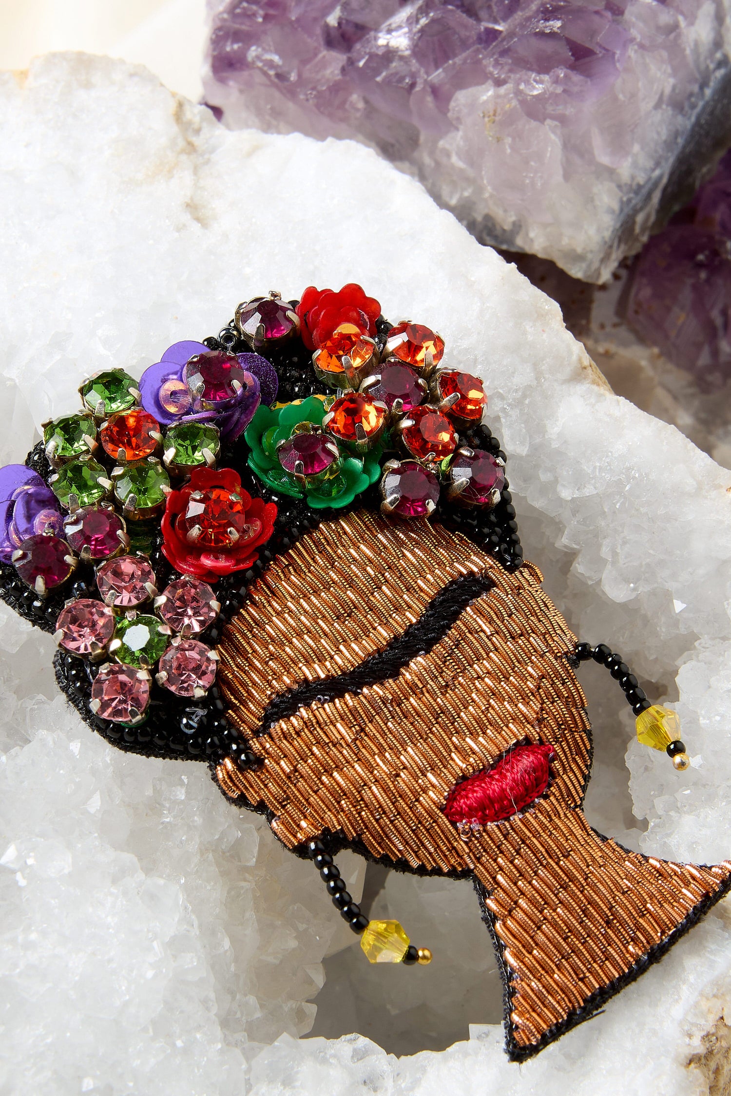 Hand Beaded Frida Brooch for the art lover.