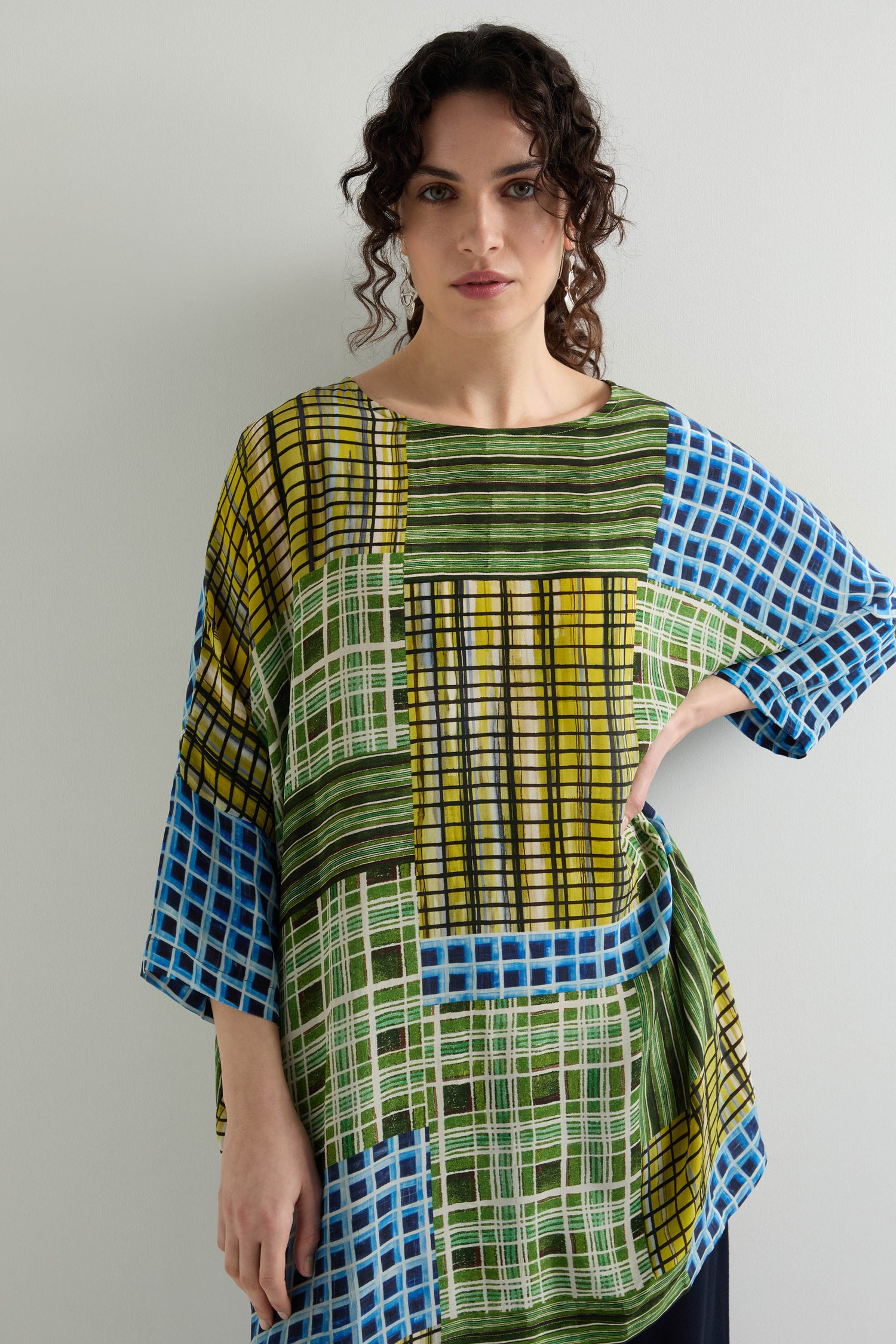 Multi Grid Check Tunic