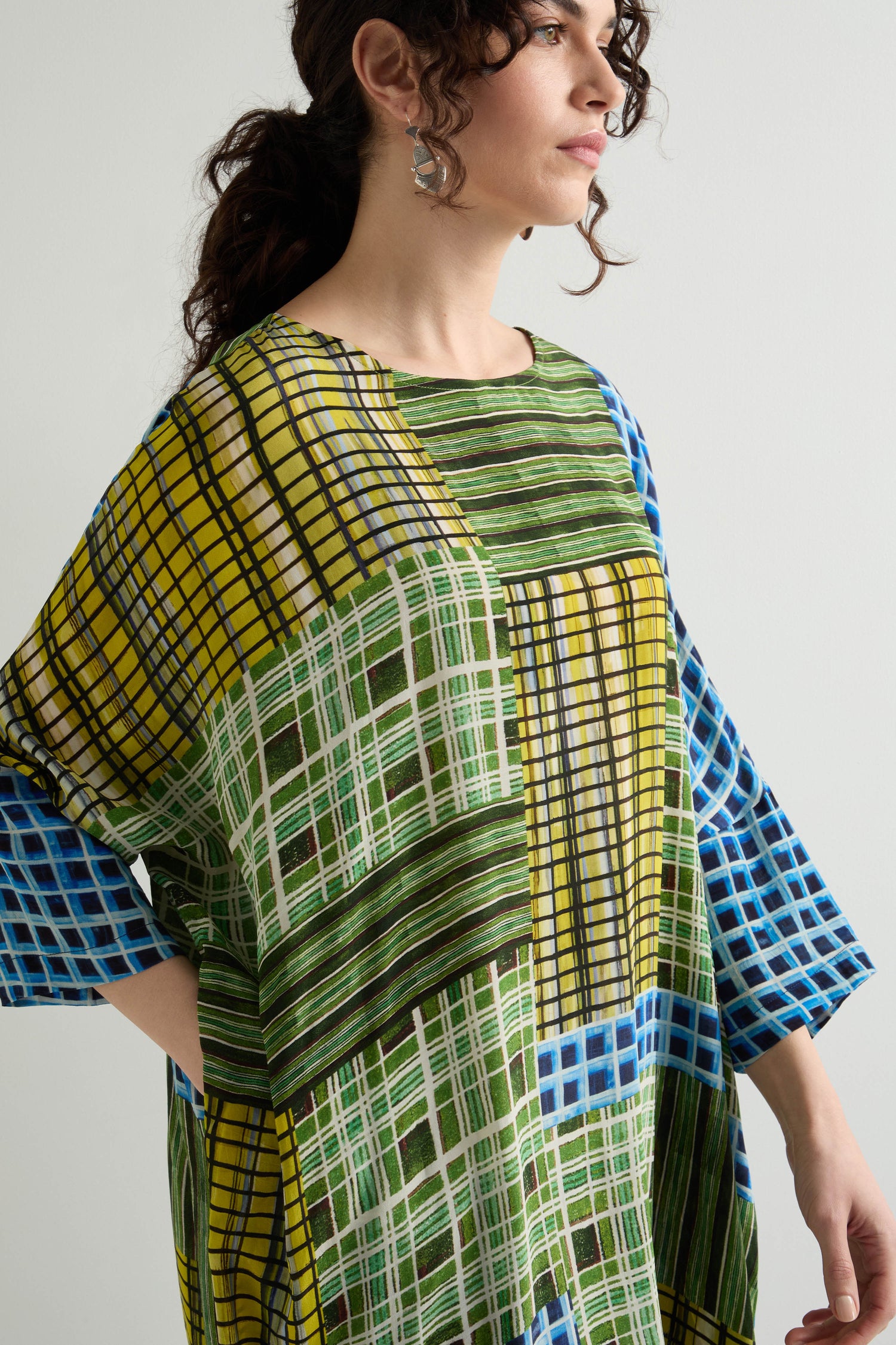 Multi Grid Check Tunic