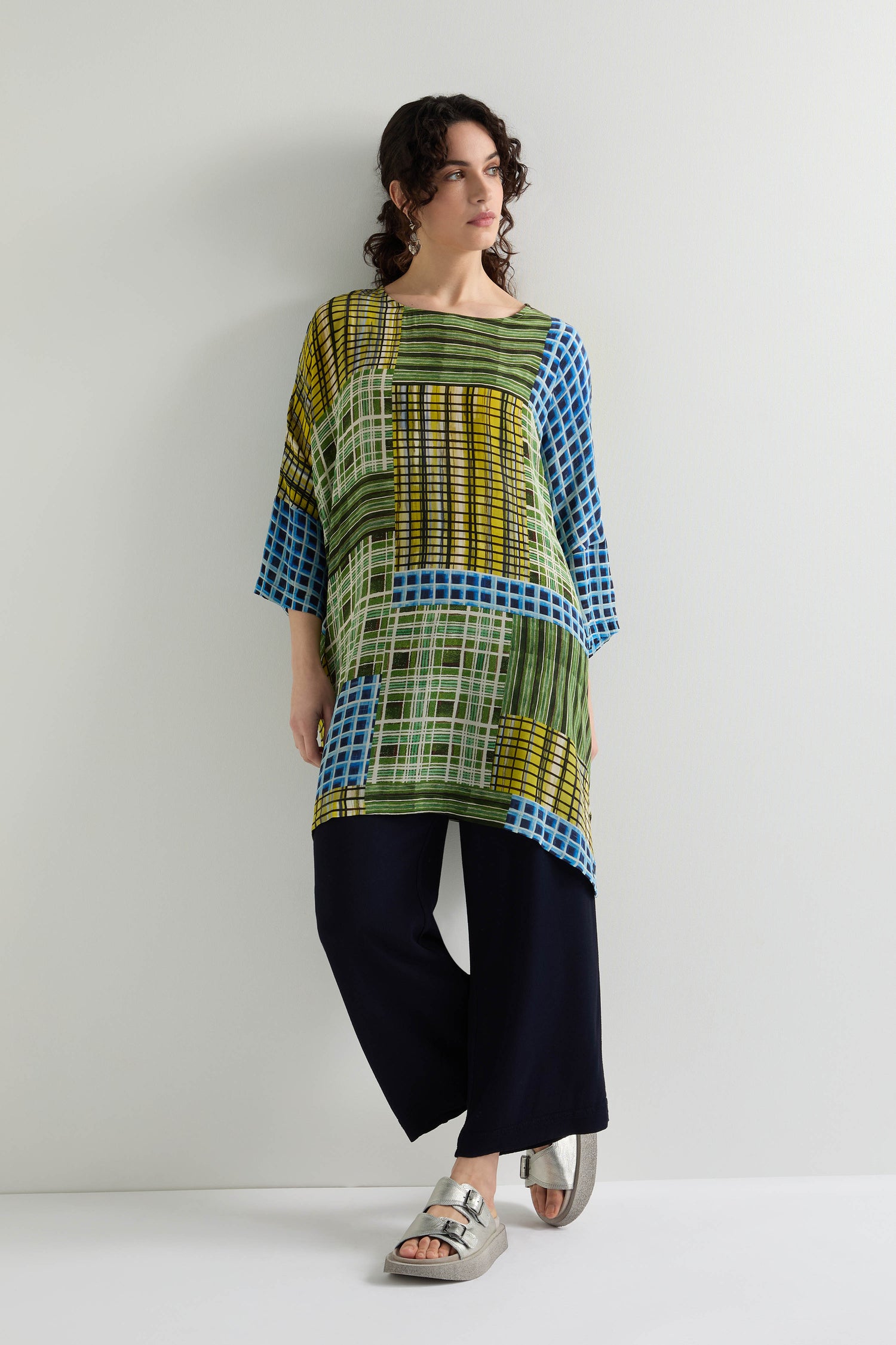 Multi Grid Check Tunic