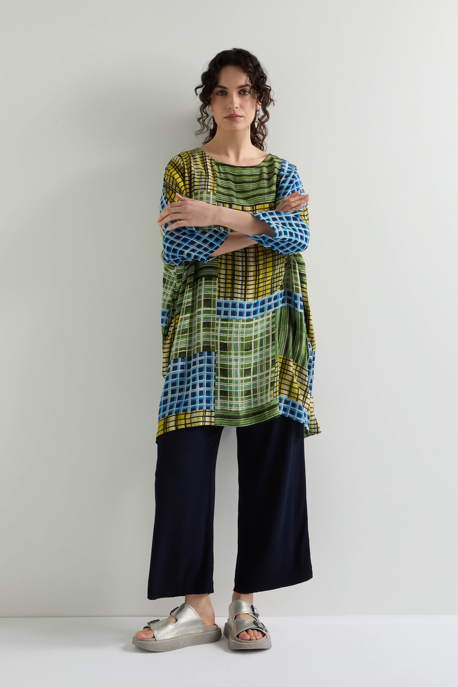 Multi Grid Check Tunic