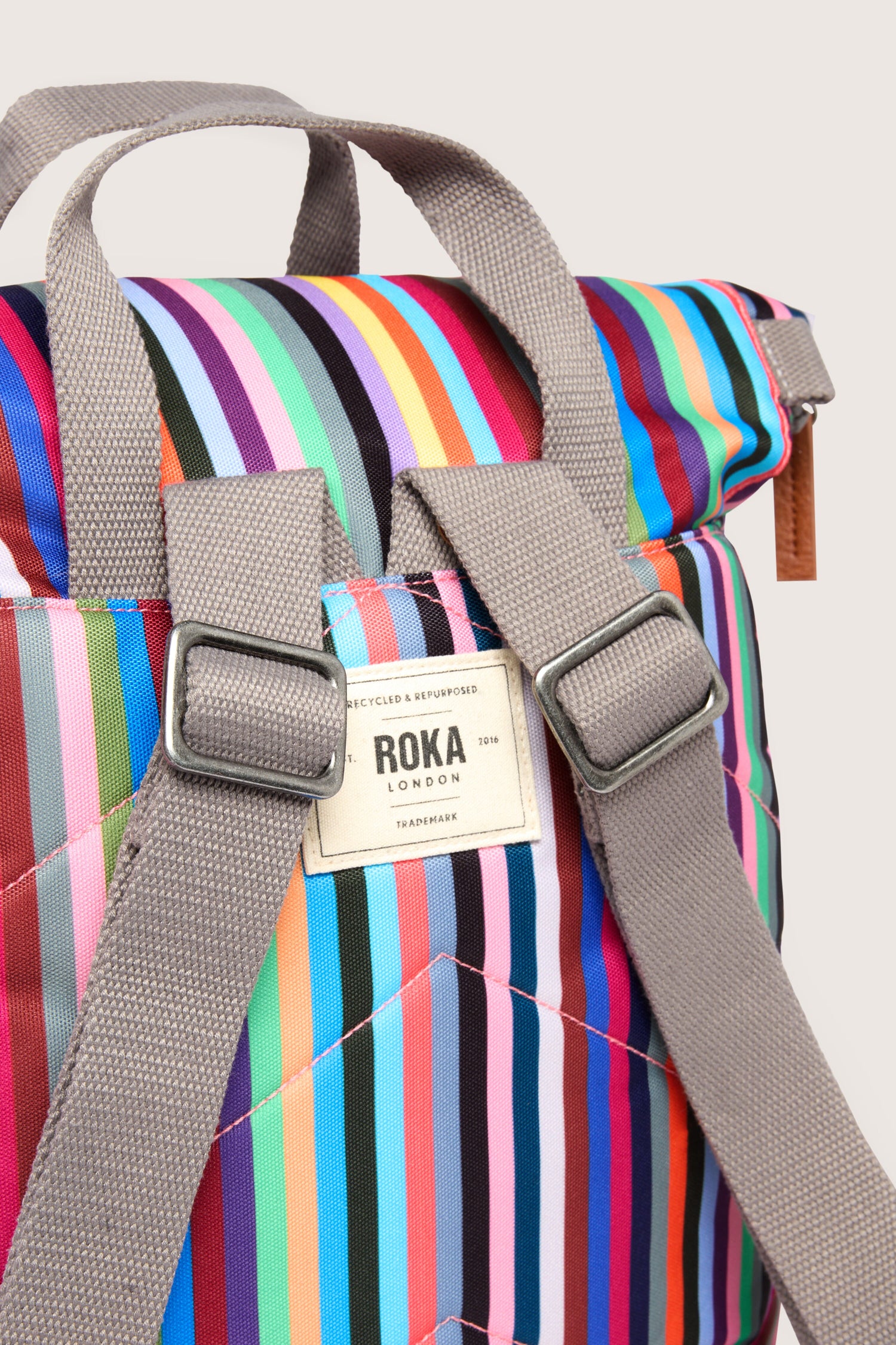 A stylish Recycled Canvas Canfield Bag with a roll-top design and weather-resistant features.