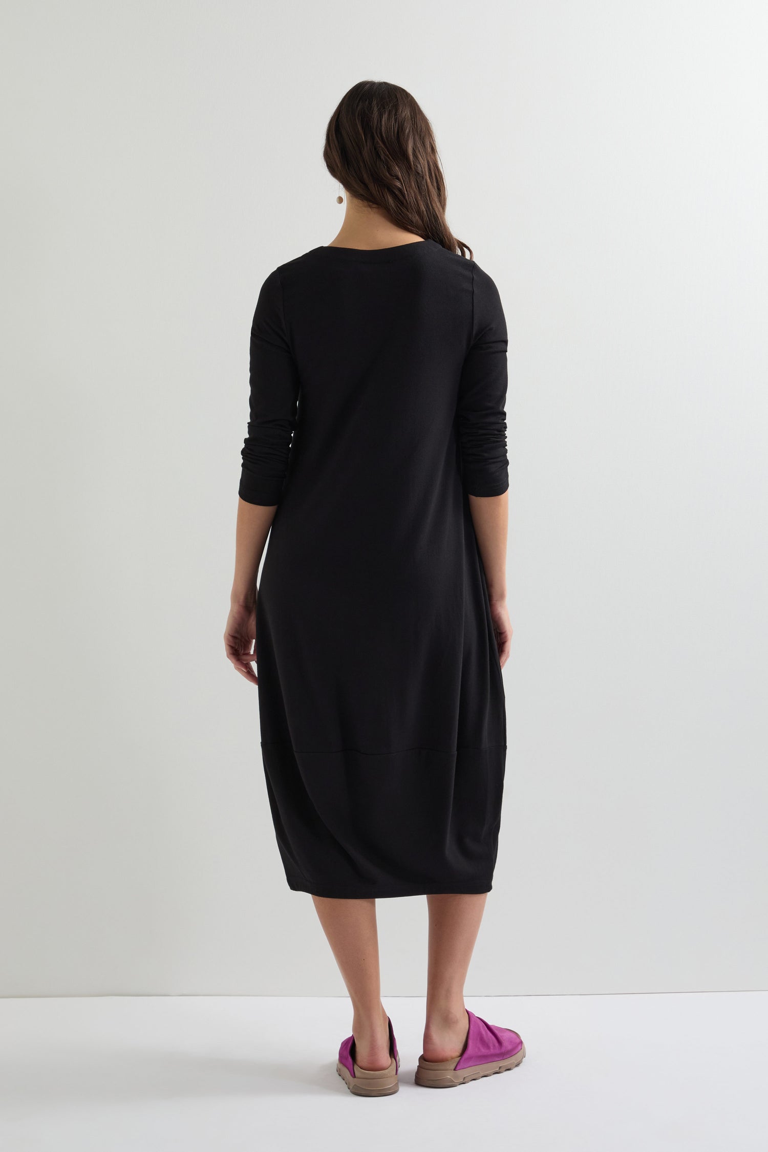 Fluid Crepe V Neck Bubble Dress