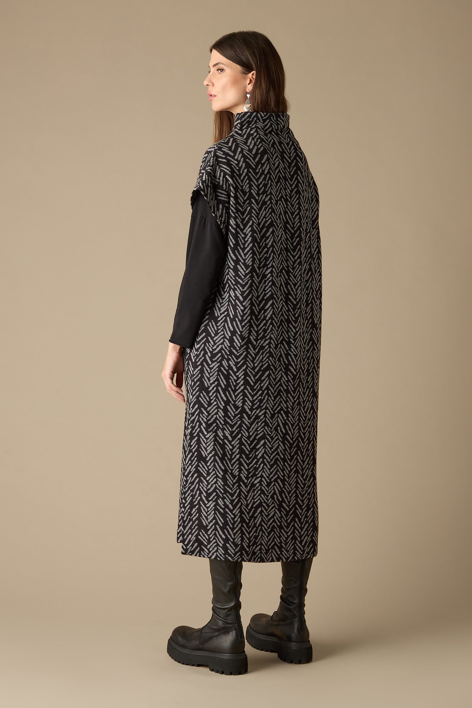 Herringbone Jersey Jacquard Tabard dress