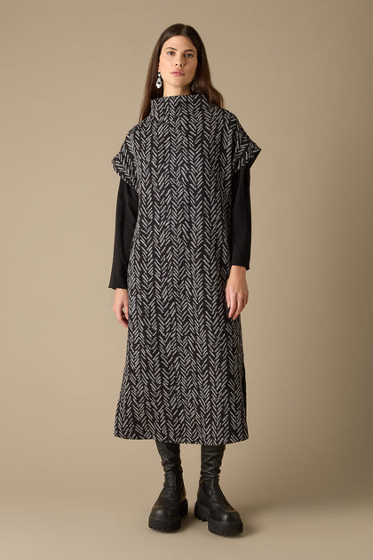 Herringbone Jersey Jacquard Tabard dress