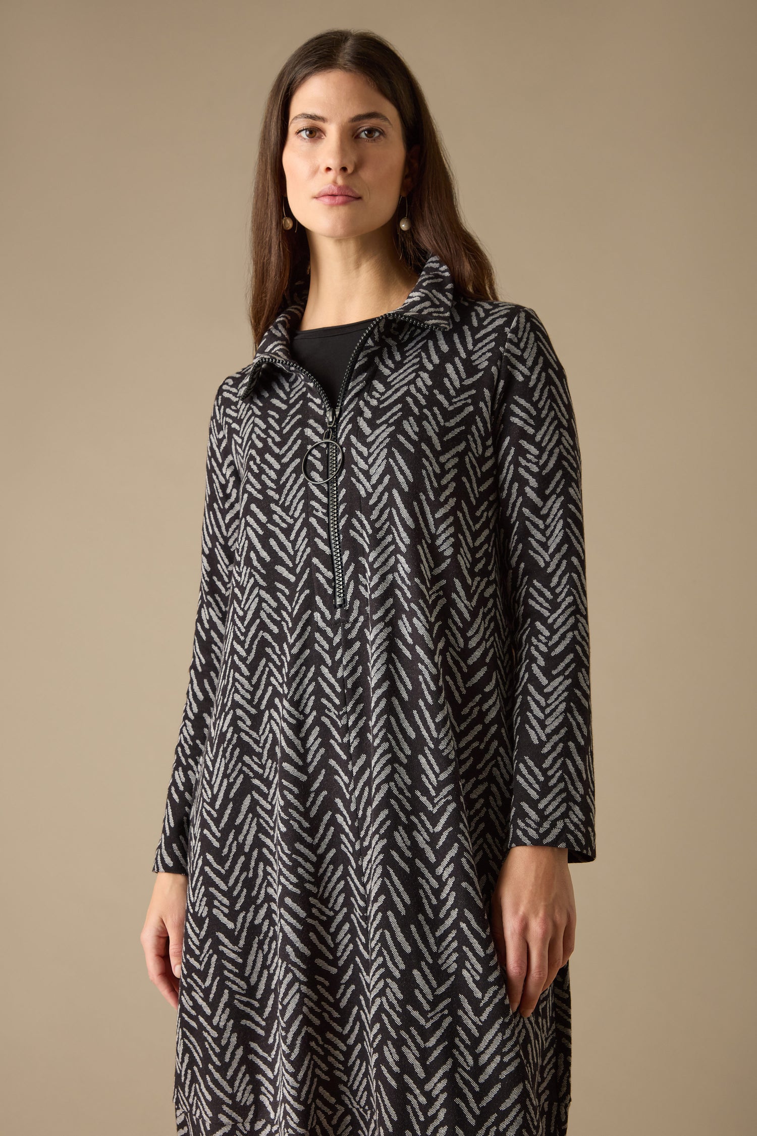 Herringbone Jersey Jacquard Dress