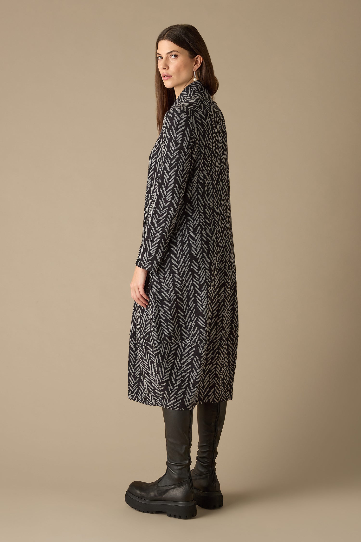 Herringbone Jersey Jacquard Dress