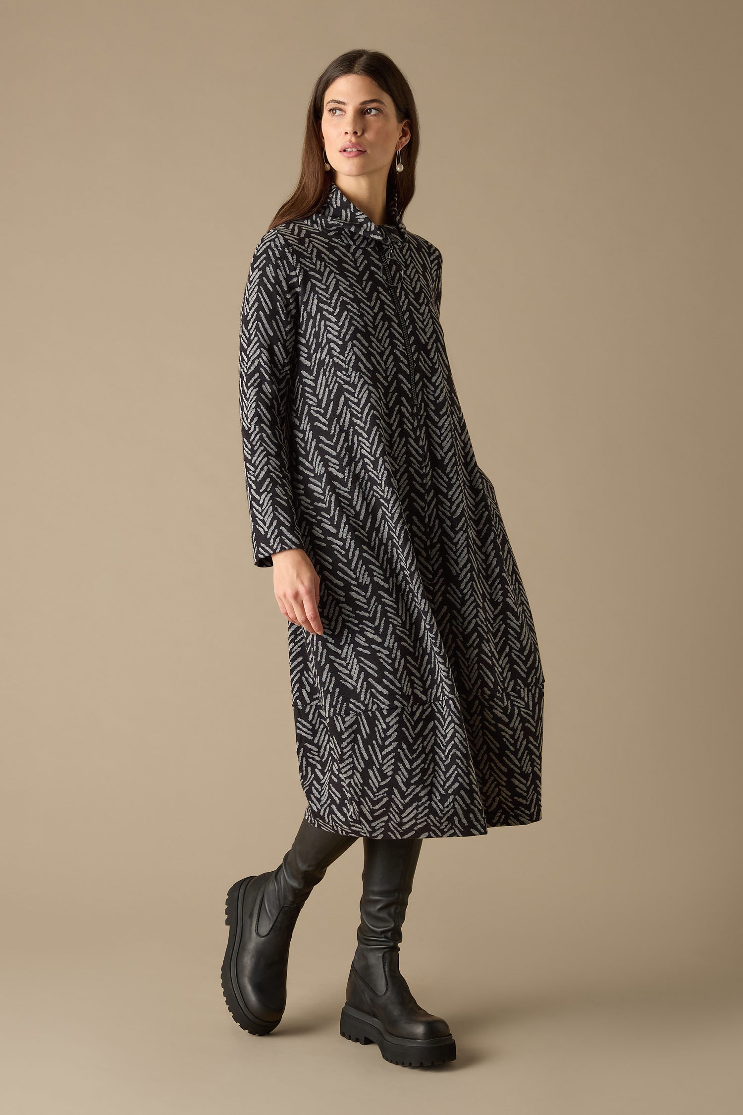 Herringbone Jersey Jacquard Dress