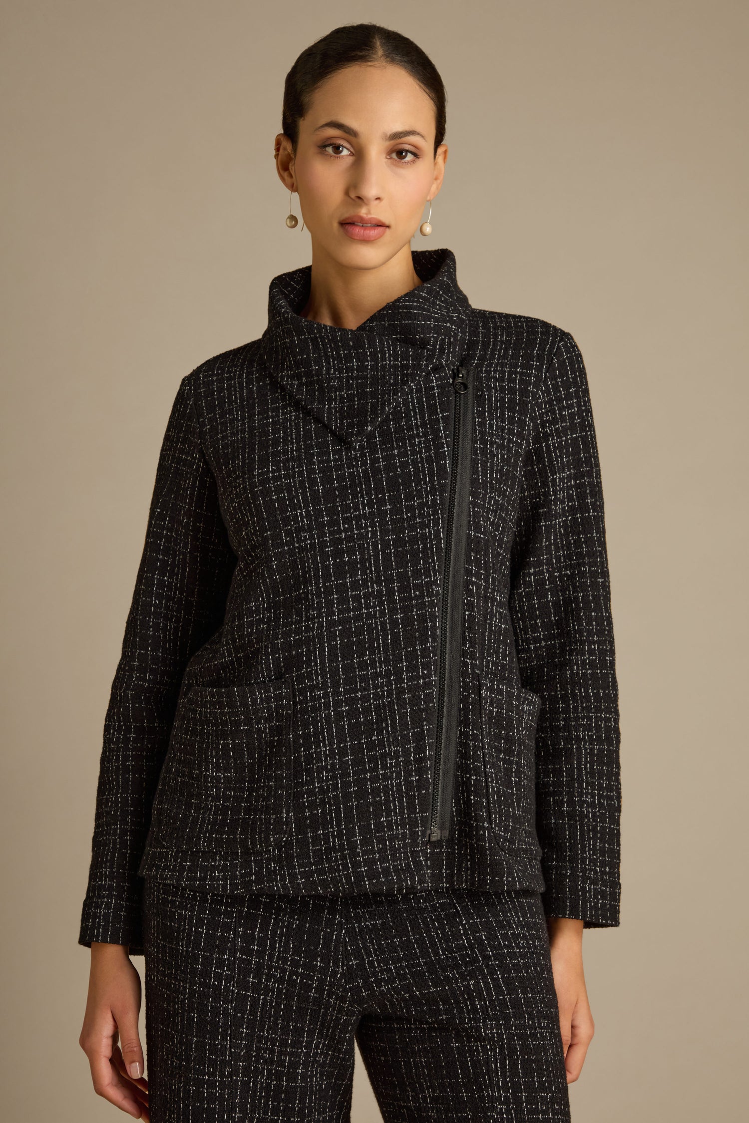 Boucle Cotton Jersey Zip Jacket