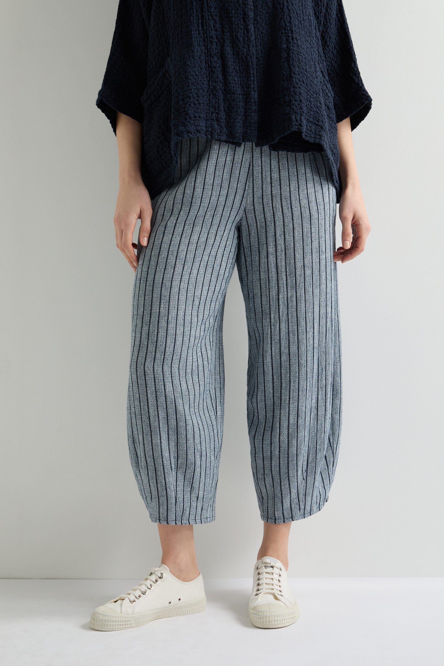 Linen Viscose Stripe Bubble Trouser