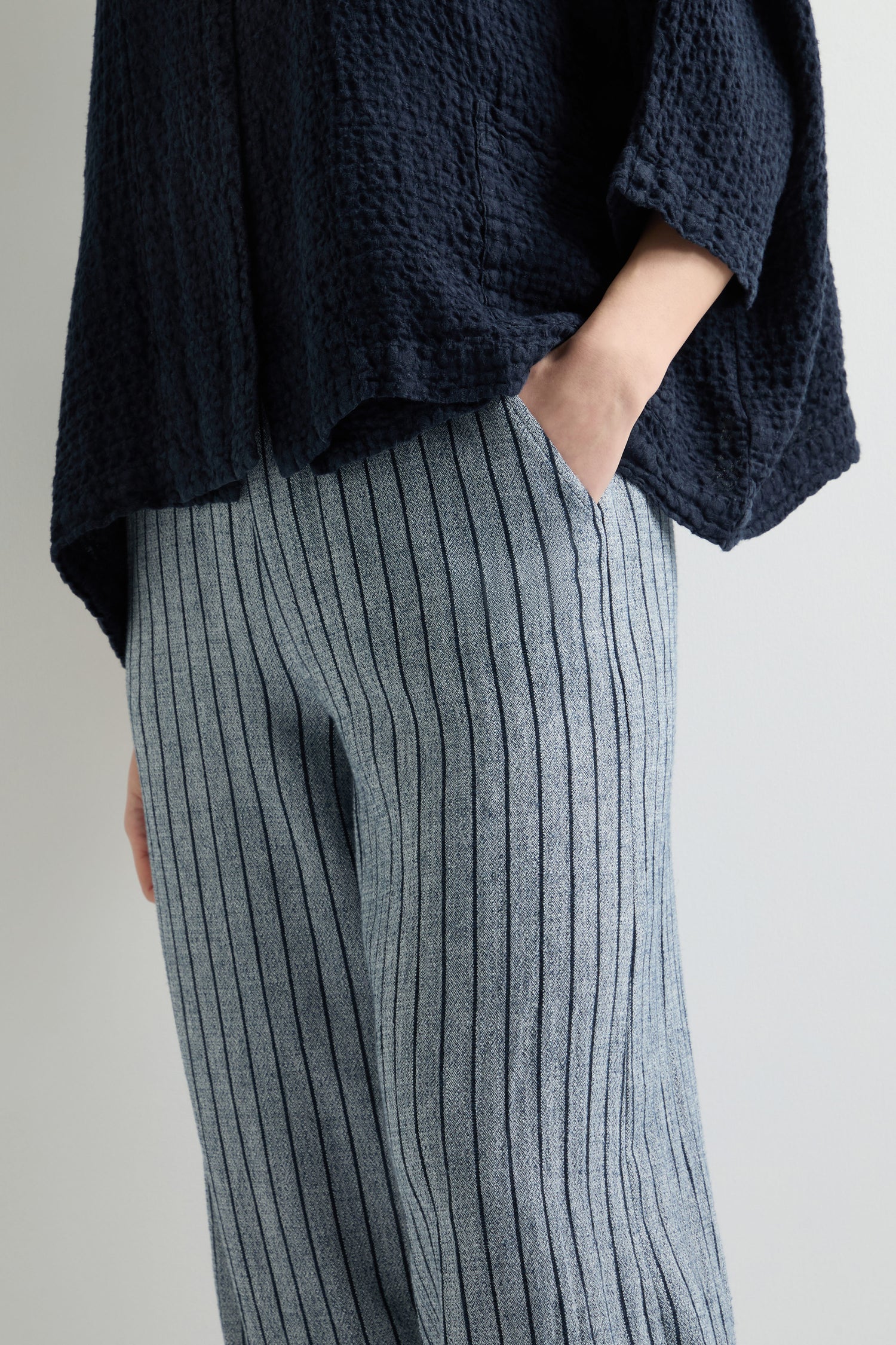 Linen Viscose Stripe Bubble Trouser