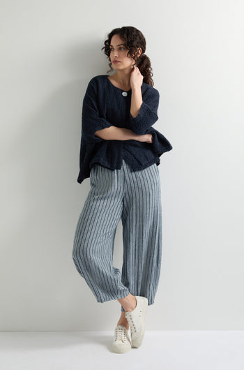 Linen Viscose Stripe Bubble Trouser