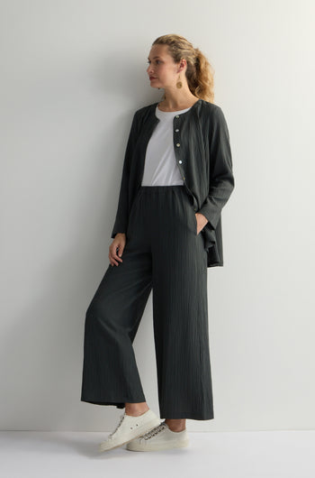 Crinkle Soft Viscose Wide Trouser