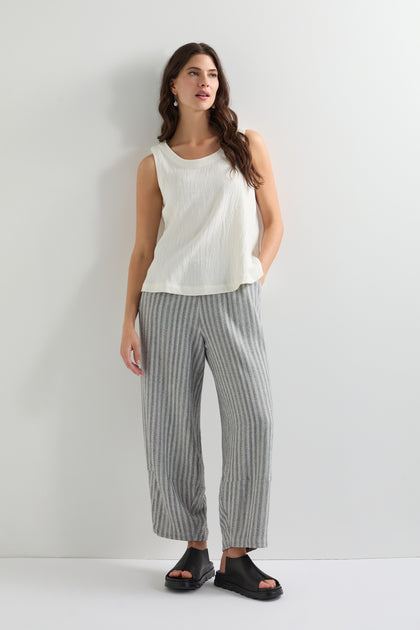 Textured Stripe Linen Viscose Trouser