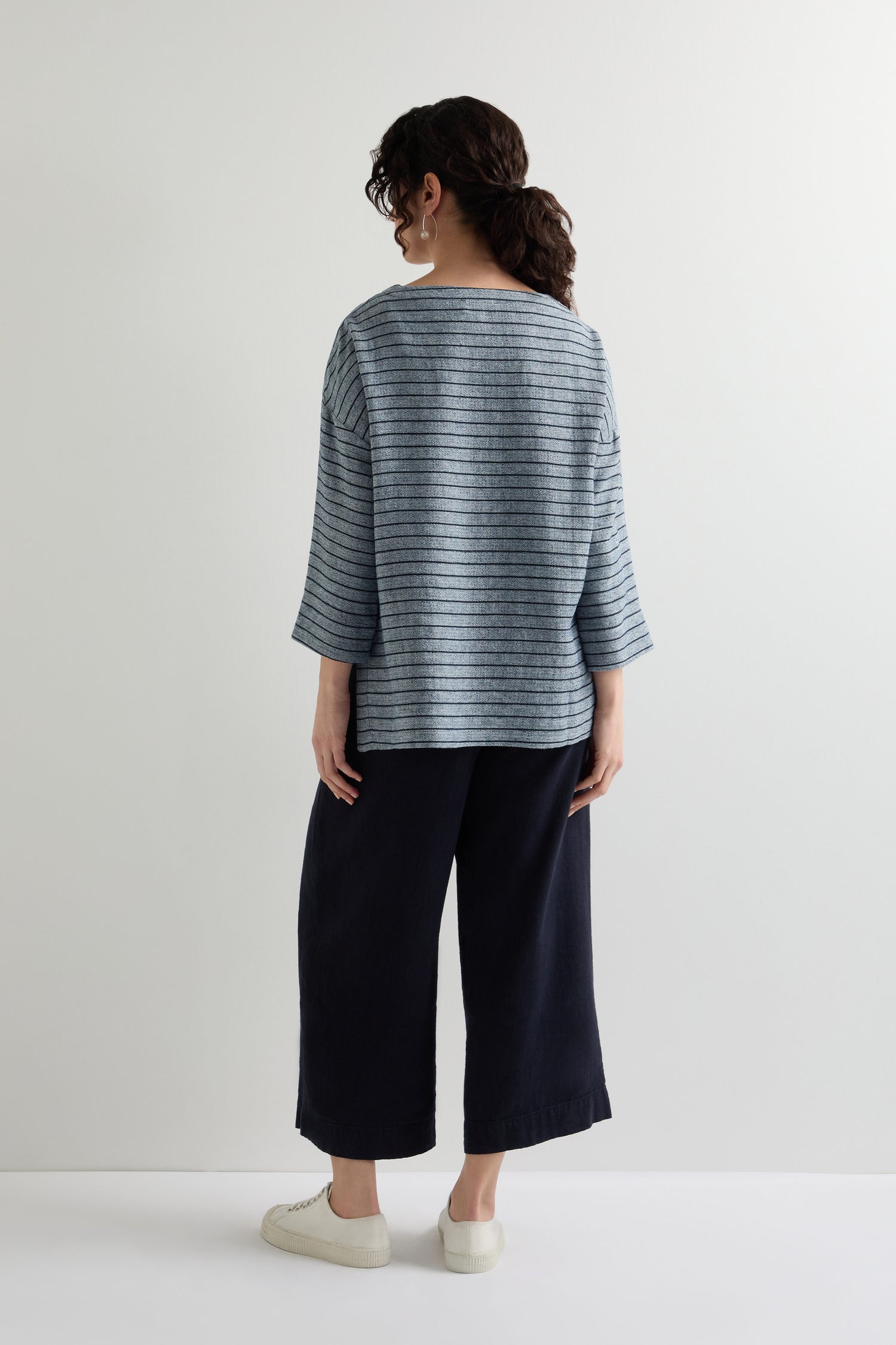 Linen Viscose Stripe Boxy Top