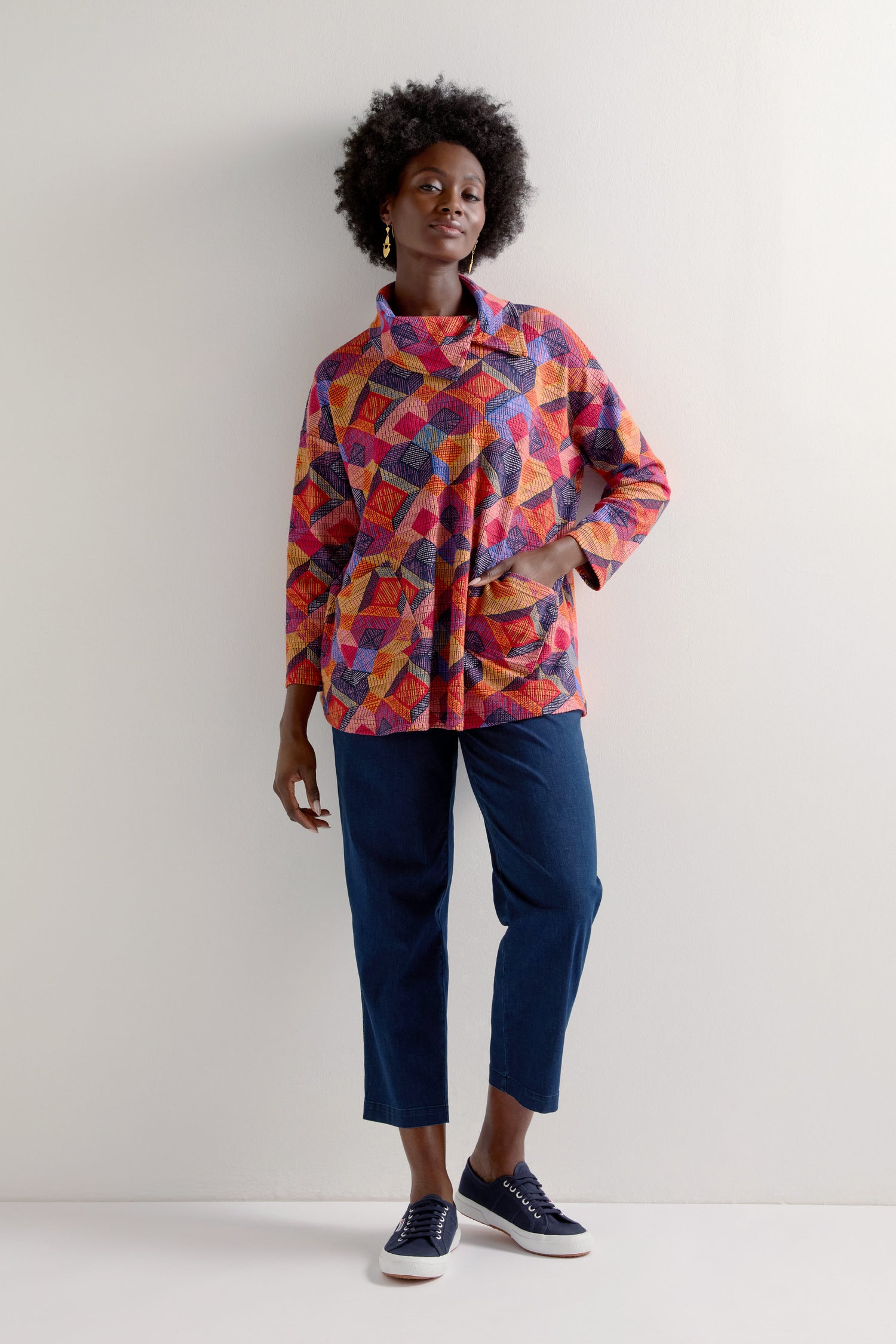 Stretch Jersey Cubist Print Tunic