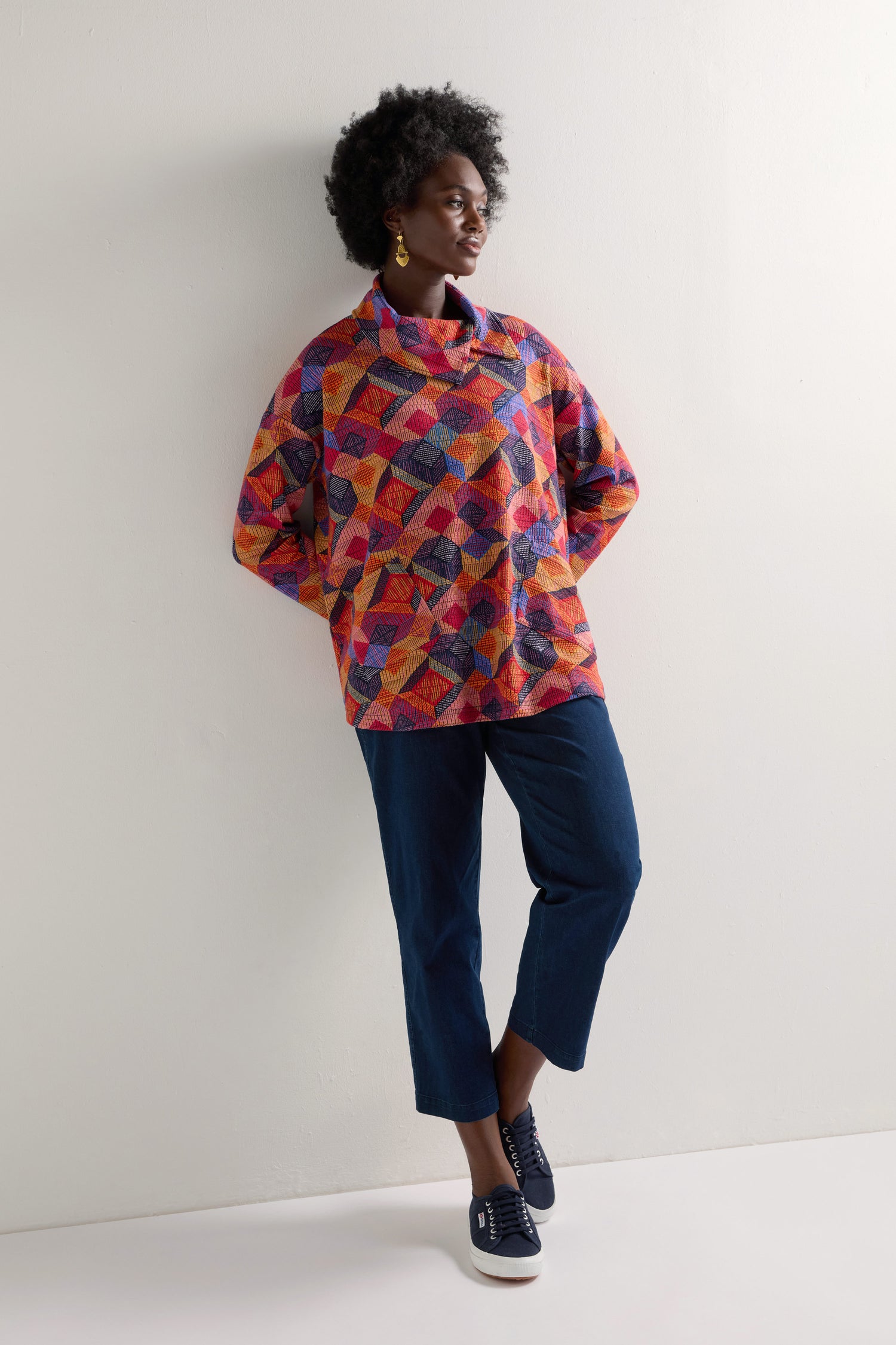 Stretch Jersey Cubist Print Tunic