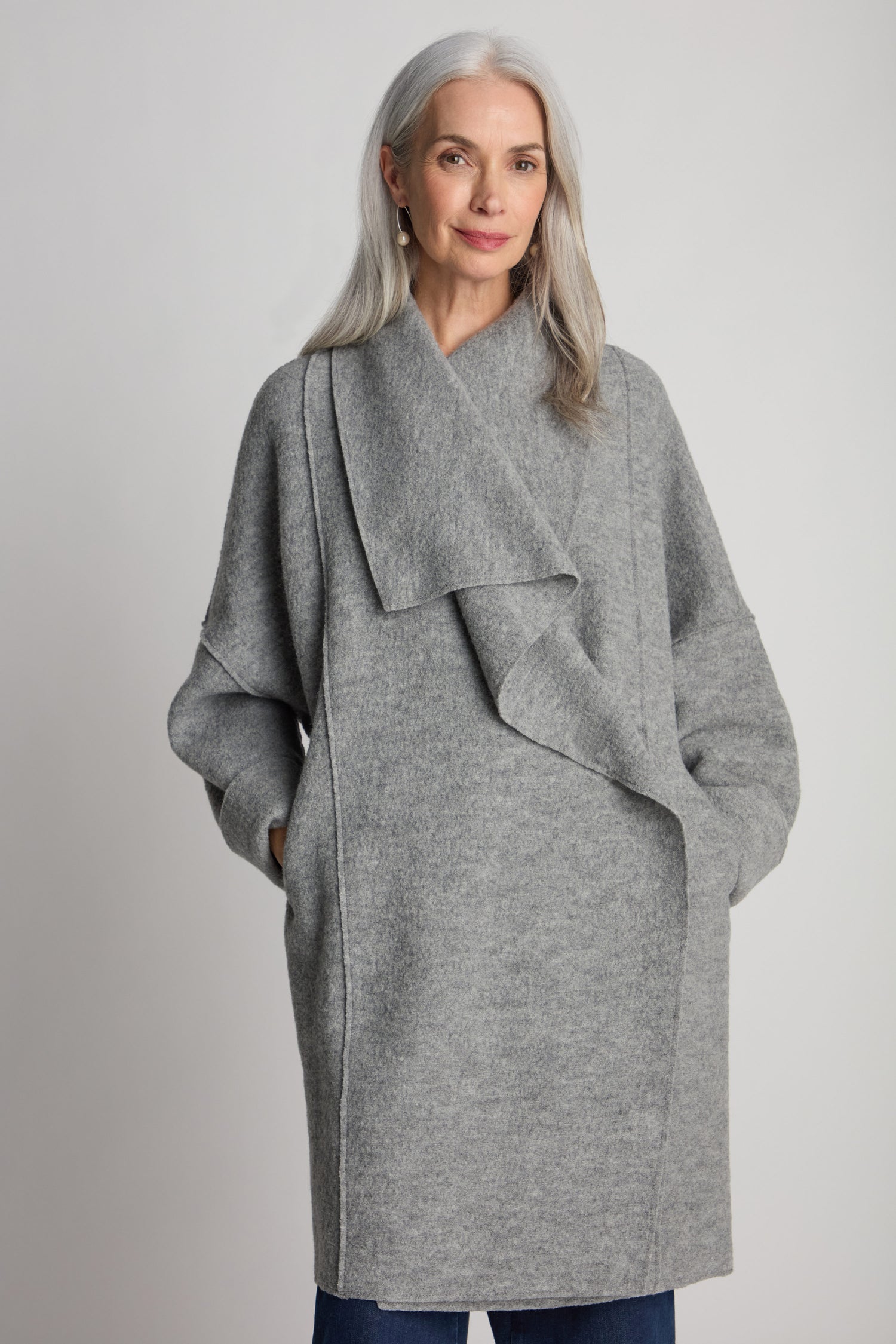 Shawl Collar Boiled Wool Coat