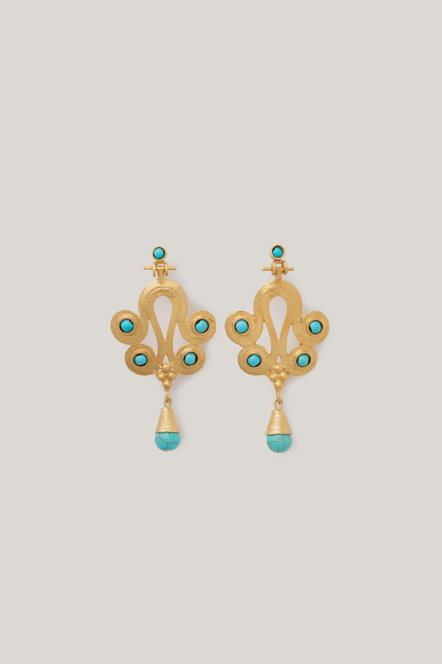 Handcrafted Ottoman Earrings with turquoise stones.