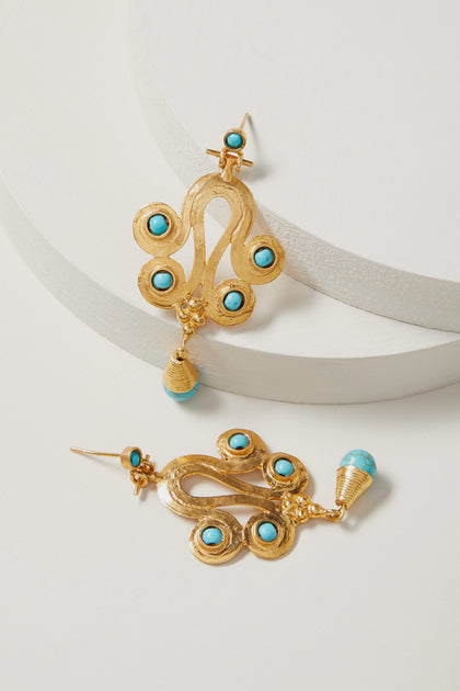 Handcrafted Ottoman Earrings with turquoise stones.